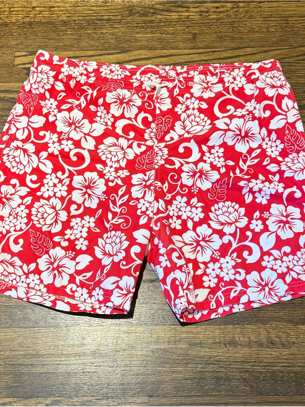 surf style Red and White Floral Hybrid Swim Shorts